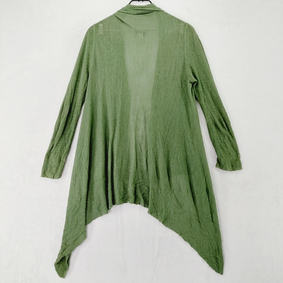 Talbots Linen/Viscose Knit Olive Green Opened Cardigan P6938 - Picture 4 of 6